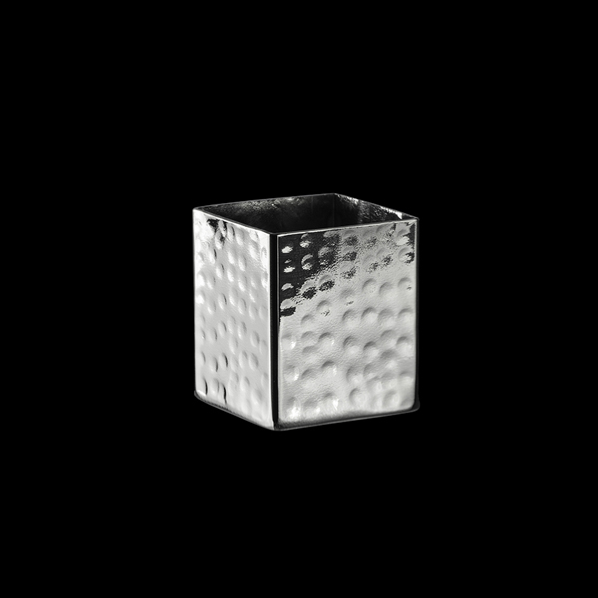 Metal Sugar Cube Holder Hammered Mirror Finish 7340MW013