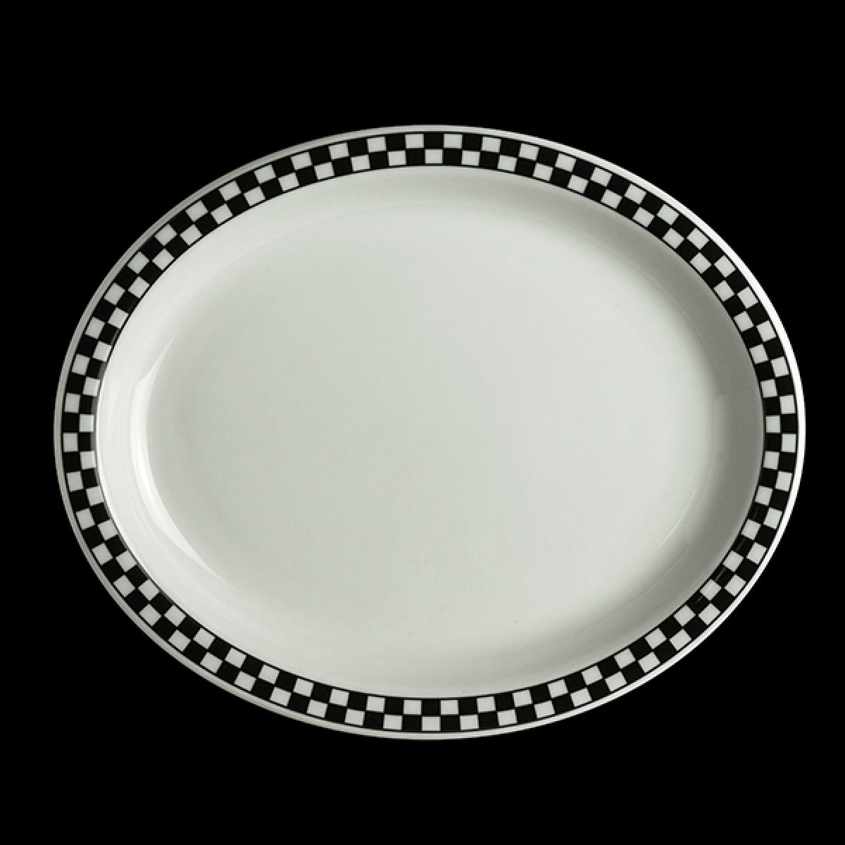 Black Checkers Oval Platter Narrow Rim HL2621636