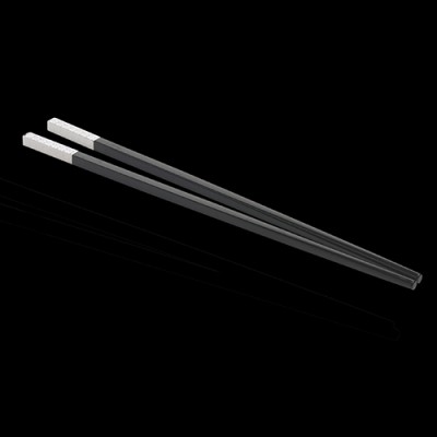 Black Chopstick Set w/Silverplated Tip