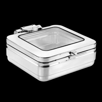 Square Induction Chafer w/Glass Lid and S/S Insert