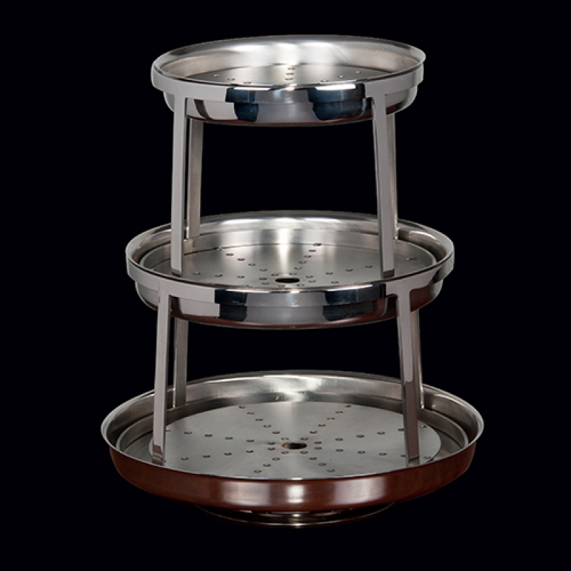 2 Tier Mini Catering Seafood Tower Set Display Aluminum Trays Stand Round Silver 