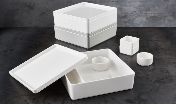 Rectangular Bento Box white melamine - Bowls : Buffet Plus